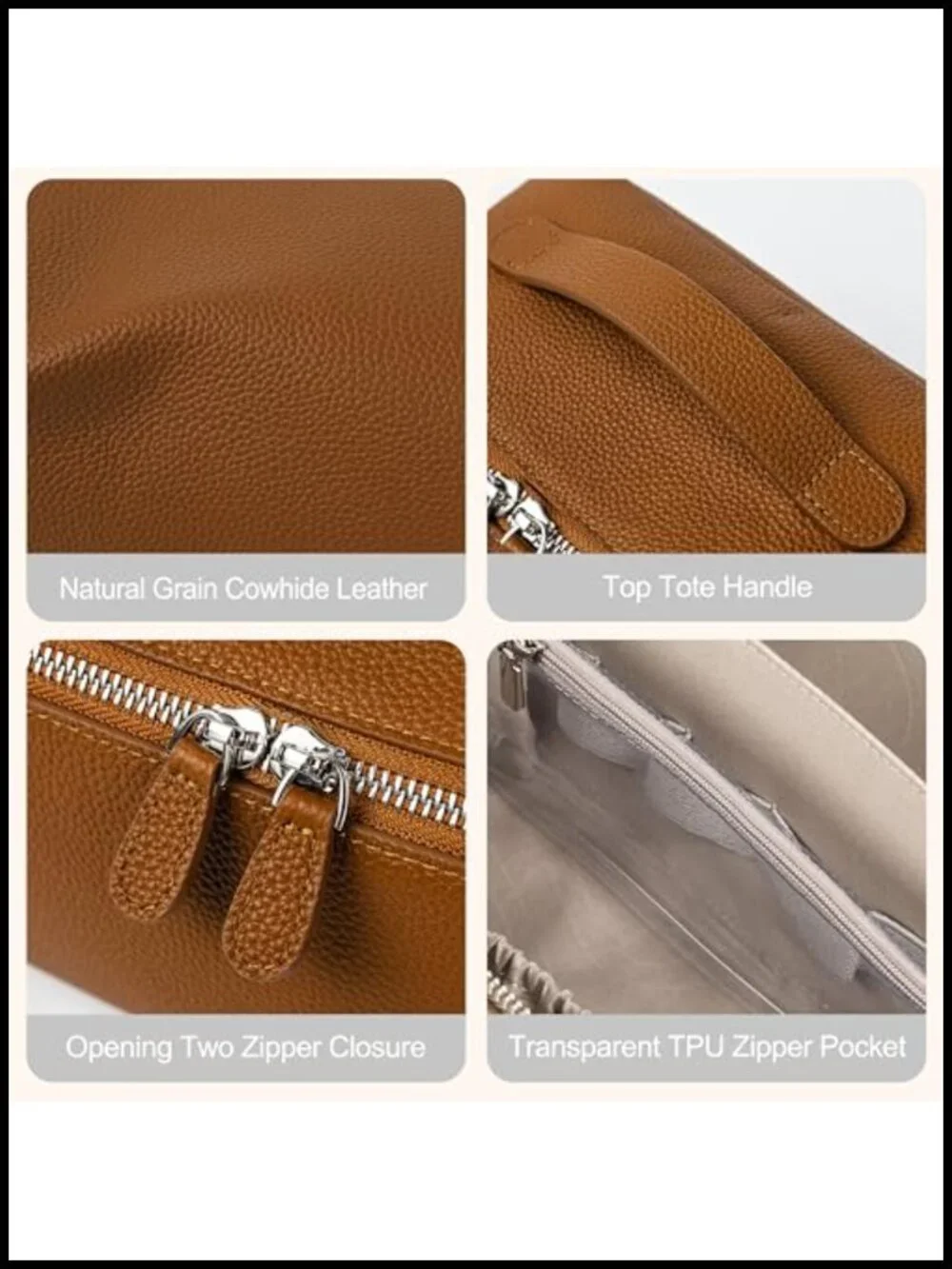 Genuine Leather Cosmetic Bag Large Capacity Travel Makeup Case with Multi
